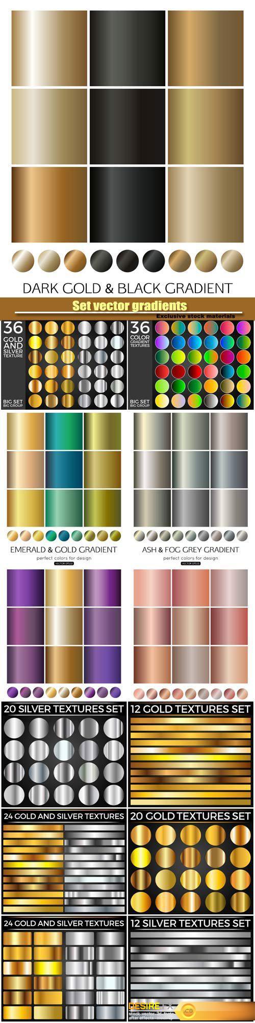 Set vector gradients, gold gradients for fashion background