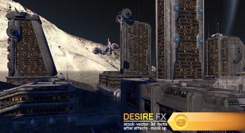 Fantasy Spacecraft 3D-rendering 12X JPEG