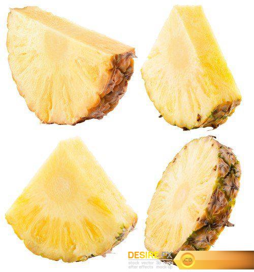 Pineapple slices and half of coconut isolated on the white background 12X JPEG