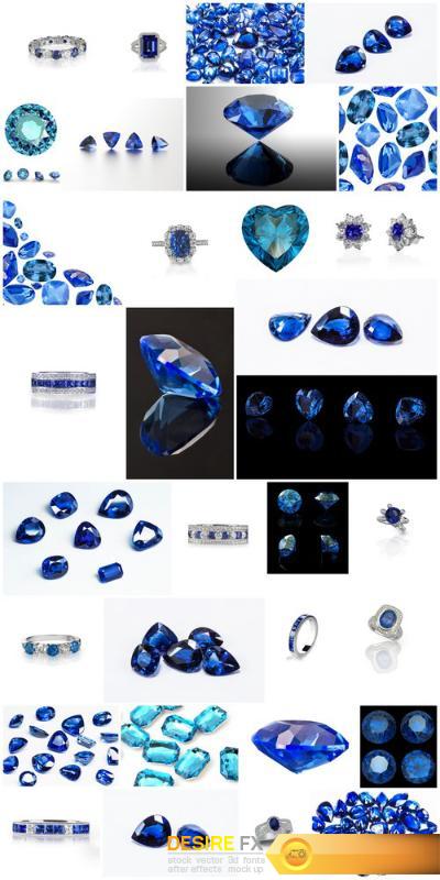 Sapphires - Gemstones, Set of 32xUHQ JPEG Professional Stock Images