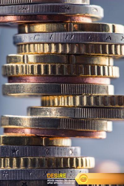 Coins stacked on each other, 15 x UHQ JPEG