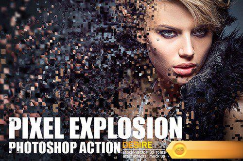 Pixel Explosion Photoshop Action 781807