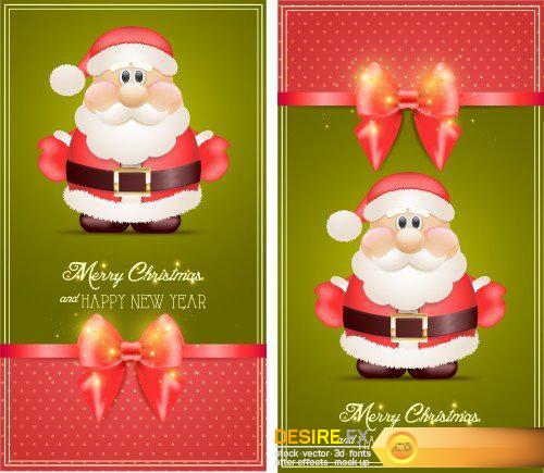 Happy New Year 2017 greeting card, vector labels with Santa