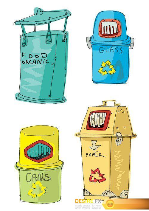 Litter bins for different waste 8X EPS