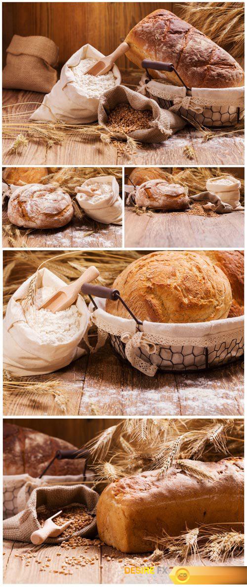 Fresh tasty bread, flour and wheat