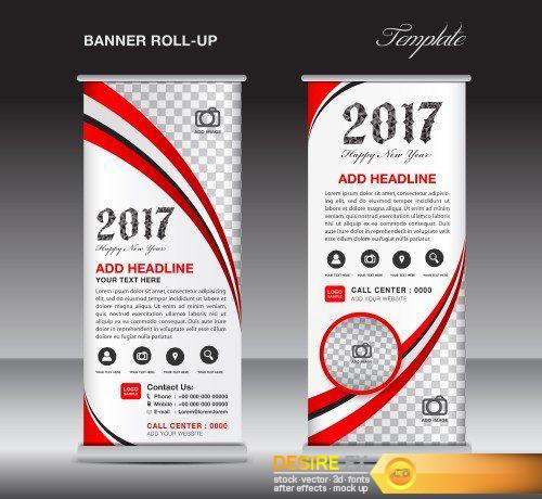 Vector roll up banner template, stand template, banner design