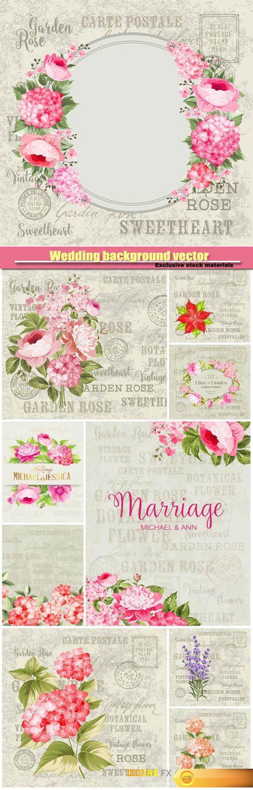 Beautiful vintage wedding background vector