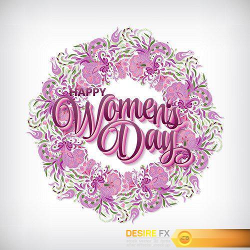 Greeting card with cute little flowers 8 march women\'s day 17X EPS
