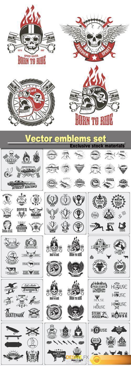 Vector emblems set, design elements