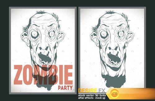 Zombie party placard set 9X EPS