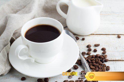 Coffee beans and coffee cup on a white background 9X JPEG