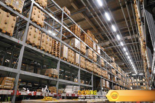 Huge distribution warehouse with high shelves 22X JPEG