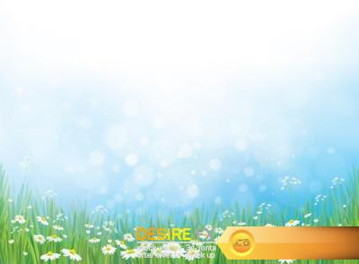 Spring background with daisies vector, 15 x EPS