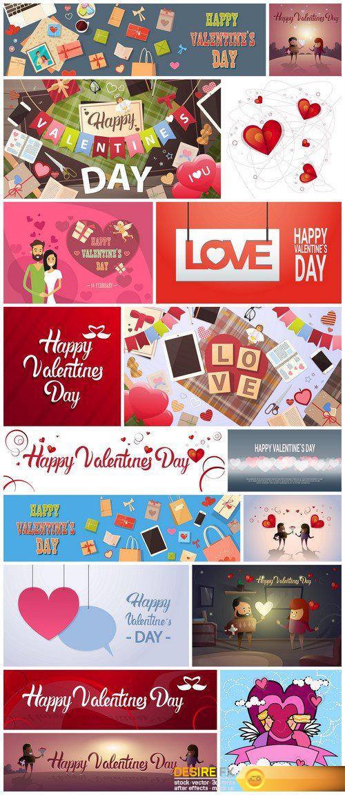 Valentine Day Gift Card Holiday Love 17X EPS