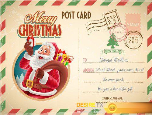 Christmas vector background, vintage Christmas cards
