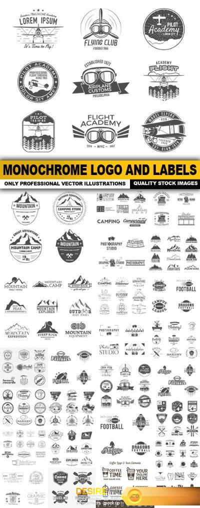 Monochrome Logo And Labels - 25 Vector