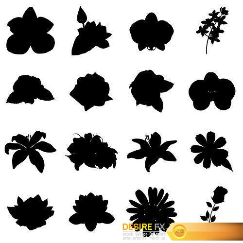 Silhouettes Flowers 5X EPS