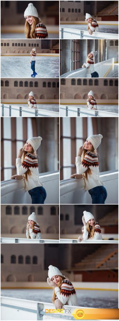 Young smiling girl skates - Set of 11xUHQ JPEG Professional Stock Images