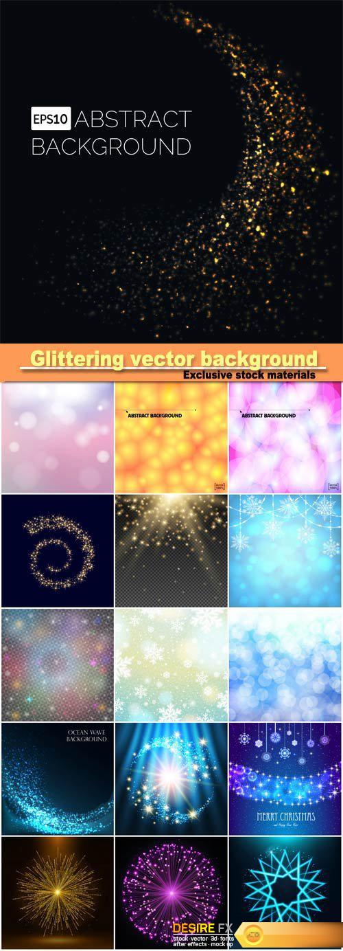 Glittering particles on a vector background, abstract background, lens flare effects, sparkling and nights stars