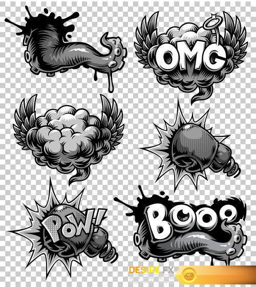 Vector set of comics icons Explosion bubbles 8X EPS