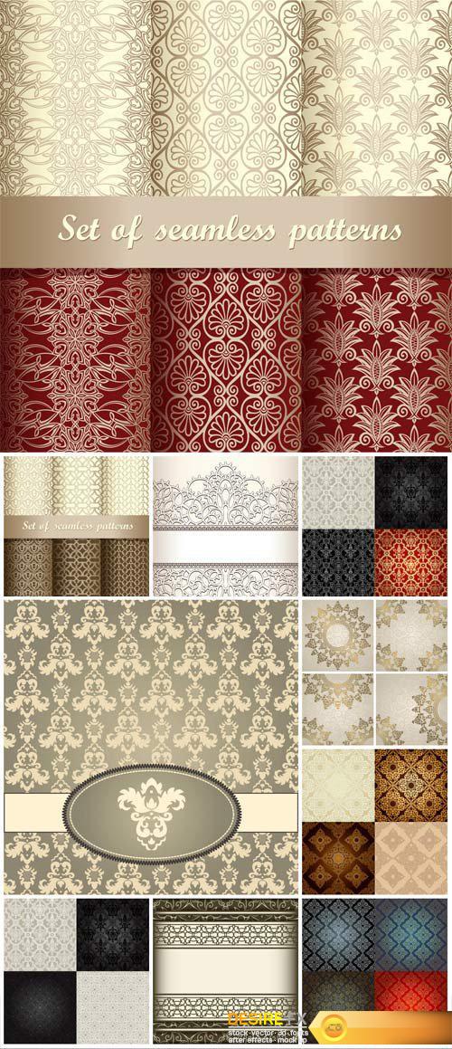 Vintage beautiful patterns, decorative seamless textures, backgrounds vector