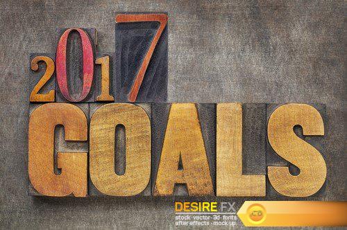 2017 goals banner in wood type 11X JPEG