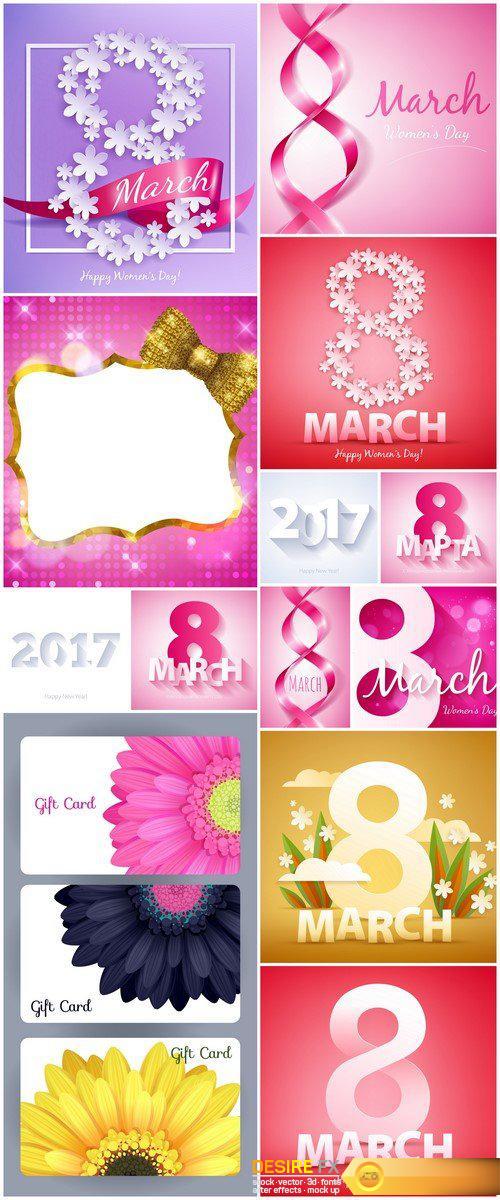 8 march women\'s day background greeting card 13X EPS