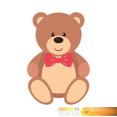 Cute bear with hearts and text 6X EPS