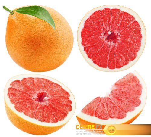 Set of fresh orange fruits,mango,grapefruit isolated on white background 9X JPEG