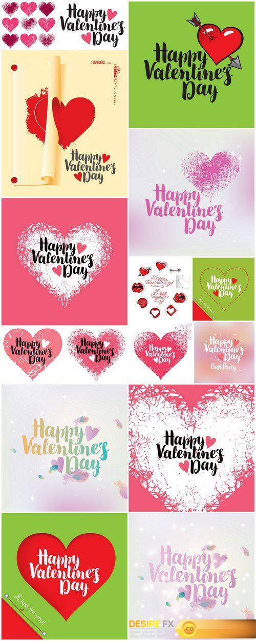 Vector greeting card with inscription happy valentines day 16X EPS