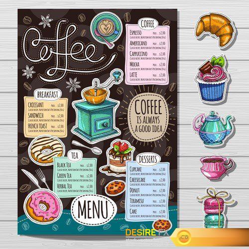 Coffee shop menu 16X EPS