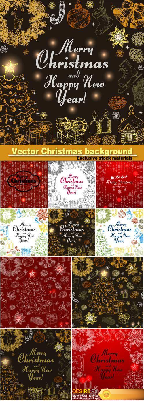 Vector Christmas background, decorative elements