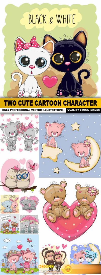 Two Cute Cartoon Character - 12 Vector