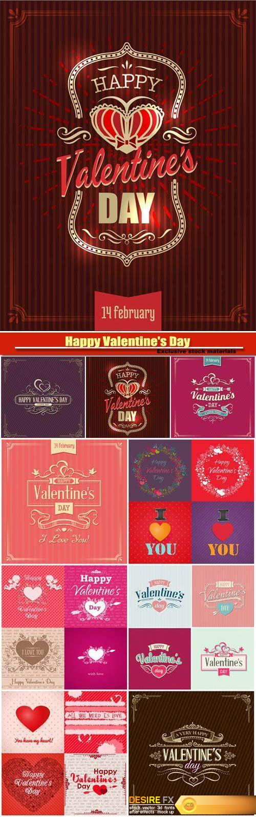 Happy Valentine's Day vector, hearts, romance, love #17