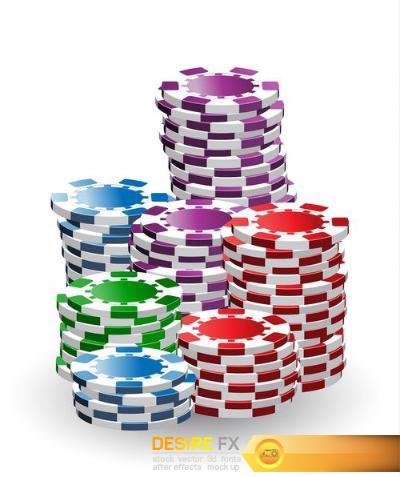 Casino chips vector illustration, 15 x EPS