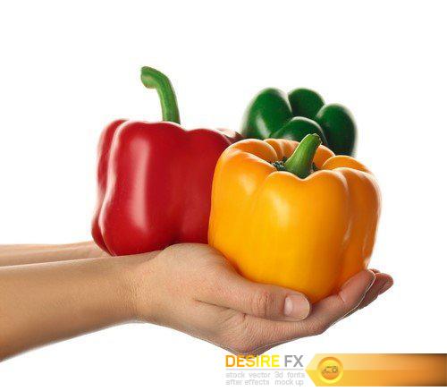 Sweet red, yellow and green peppers close up 13X  JPEG