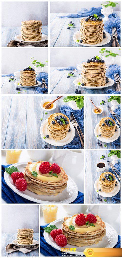 Delicious pancakes with fresh blueberries 10X JPEG