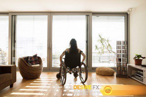 Disabled senior woman in wheelchair  9X JPEG