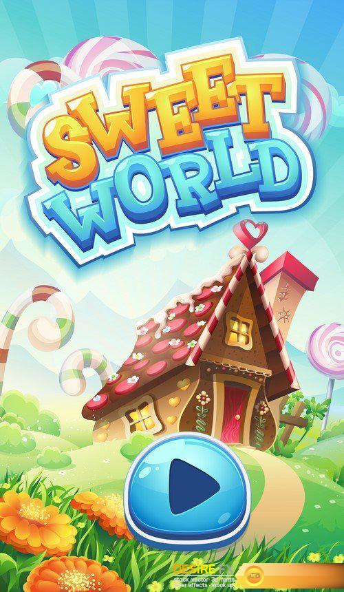 Sweet world mobile GUI pack loading screen 15X EPS
