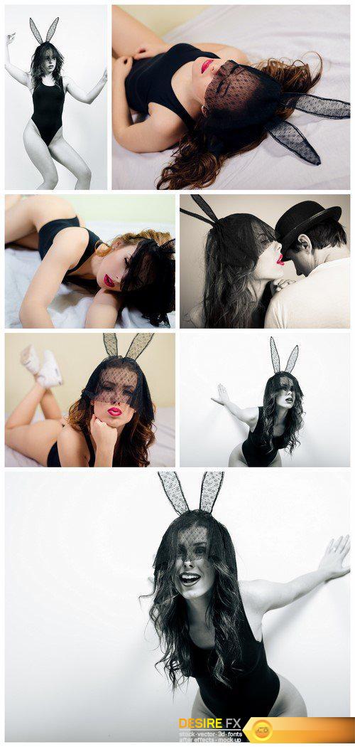 Portrait of the sexy woman in bunny ears mask 7X JPEG