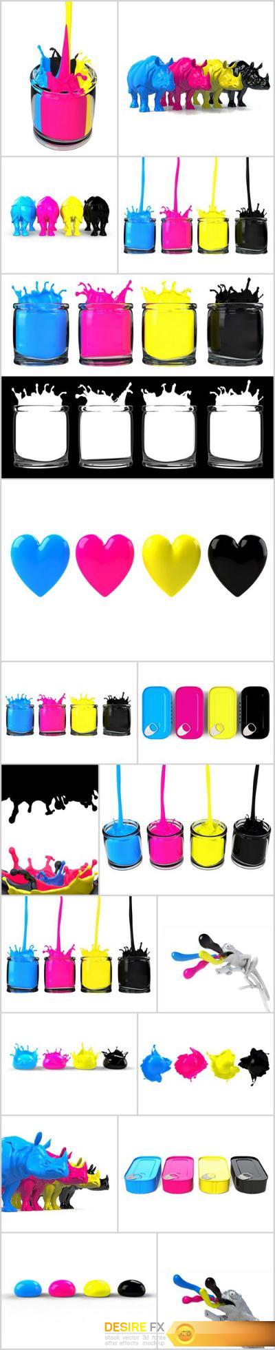 CMYK Paints, Style and Colors - 18xUHQ JPEG