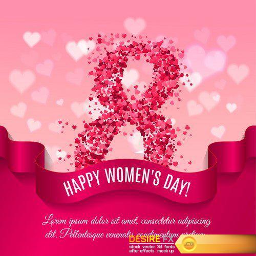 Happy Women\'s day 8 march card 17X EPS