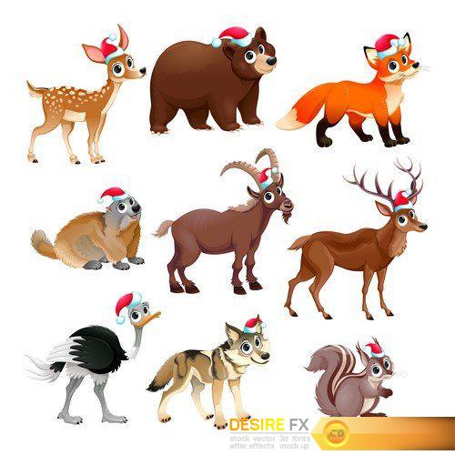Funny Christmas animals 6X EPS