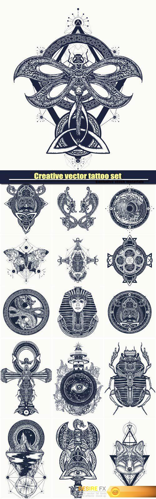 Creative vector tattoo set