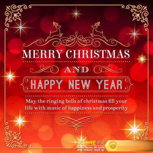 Merry Christmas greeting colorful vector illustration, New year background