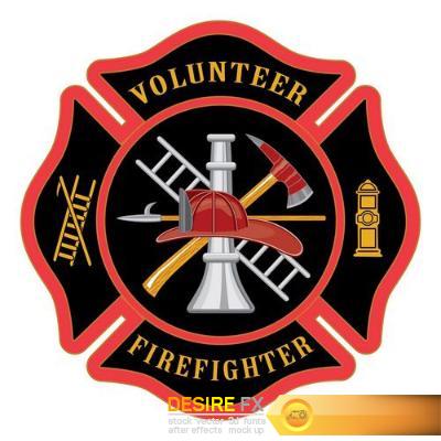 Emblems of firemen vector, 15 x EPS