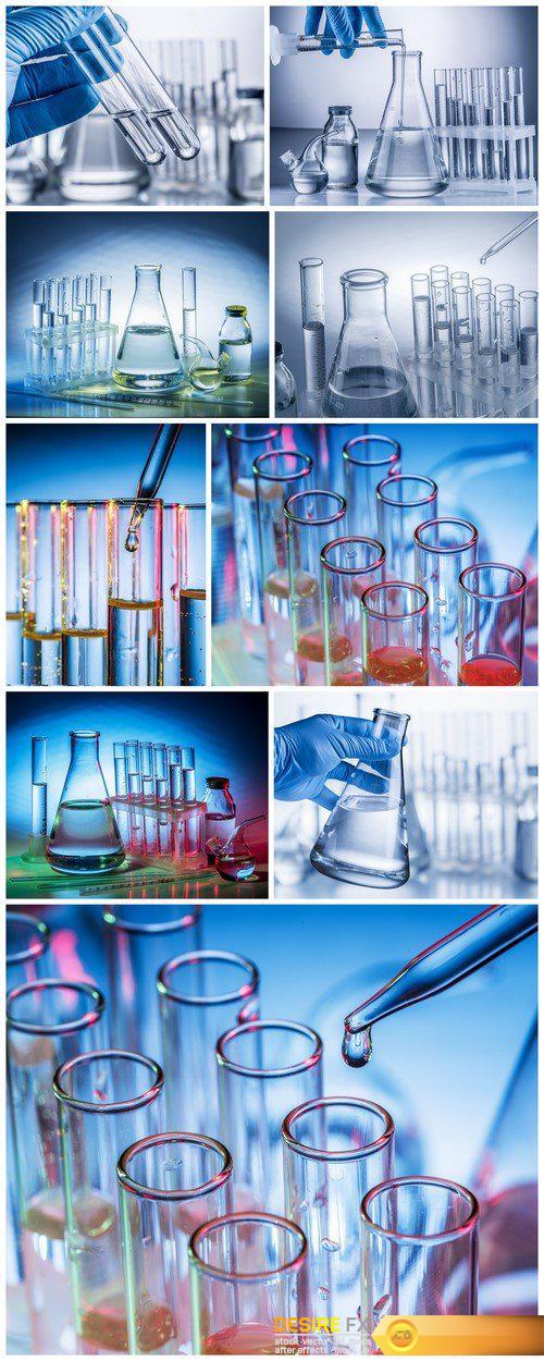 Different laboratory beakers and glassware 9X JPEG
