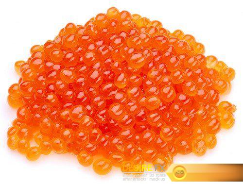Red caviar is in a wooden bucket 4X JPEG