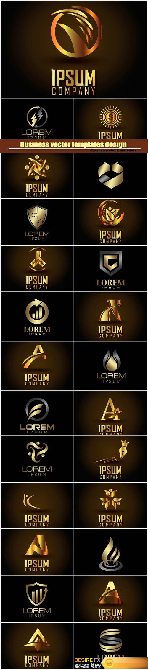 Set golden vector business logos