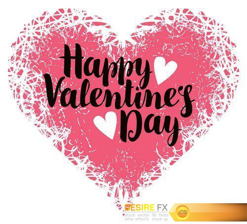 Vector greeting card with inscription happy valentines day 16X EPS
